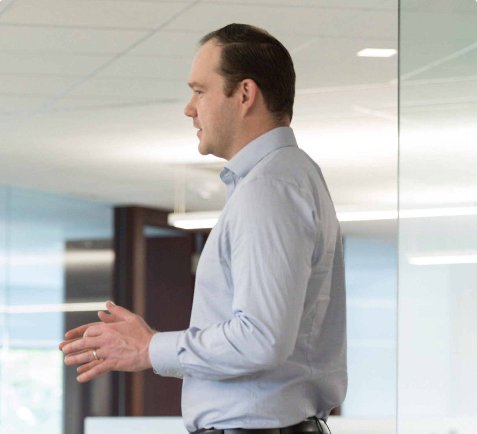 Team meeting in a modern office setting